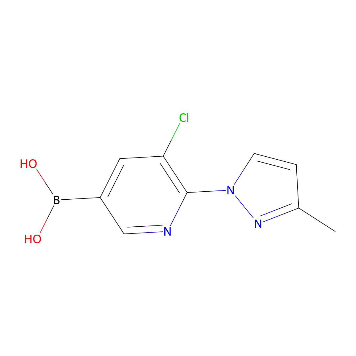 (5-Chloro-6-(3-methyl-1H-pyrazol-1-yl)pyridin-3-yl)boronic acid molecular structure, CAS 2225173-74-8