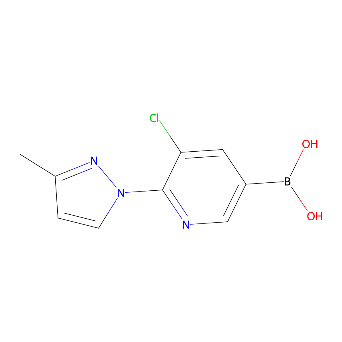 (5-Chloro-6-(3-methyl-1H-pyrazol-1-yl)pyridin-3-yl)boronic acid molecular structure, CAS 2225173-74-8