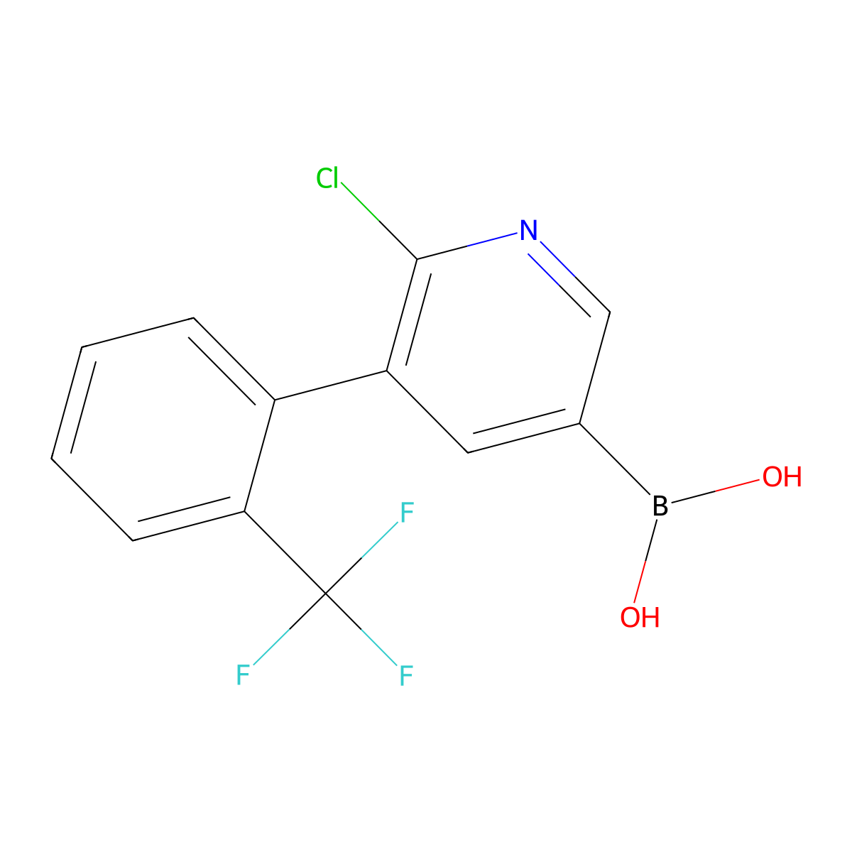6-Chloro-5-(2-trifluoromethylphenyl)pyridine-3-boronic acid molecular structure, CAS 2225173-75-9