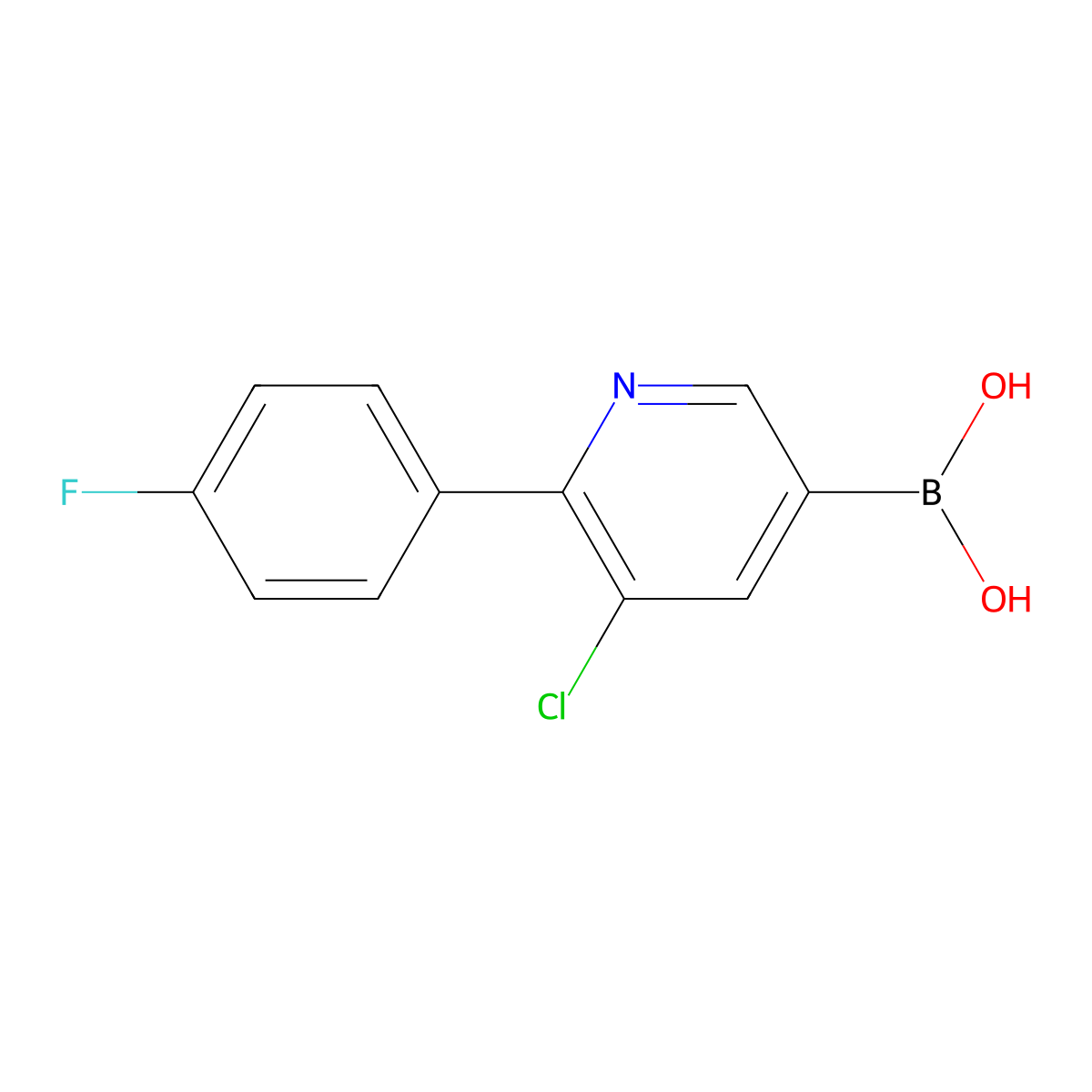 (5-Chloro-6-(4-fluorophenyl)pyridin-3-yl)boronic acid molecular structure, CAS 2225173-81-7