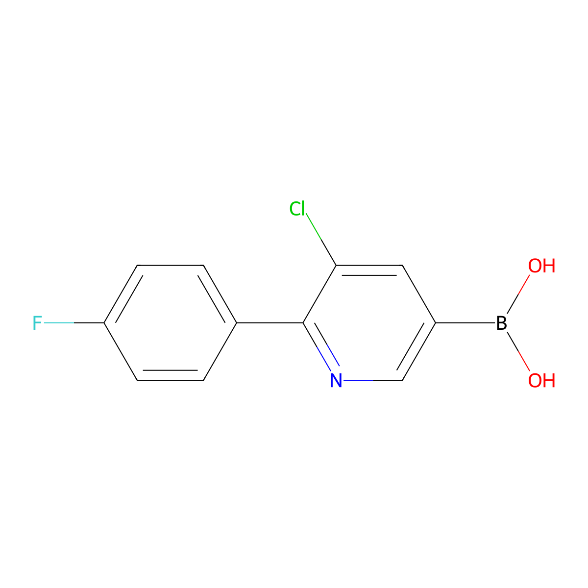 (5-Chloro-6-(4-fluorophenyl)pyridin-3-yl)boronic acid molecular structure, CAS 2225173-81-7