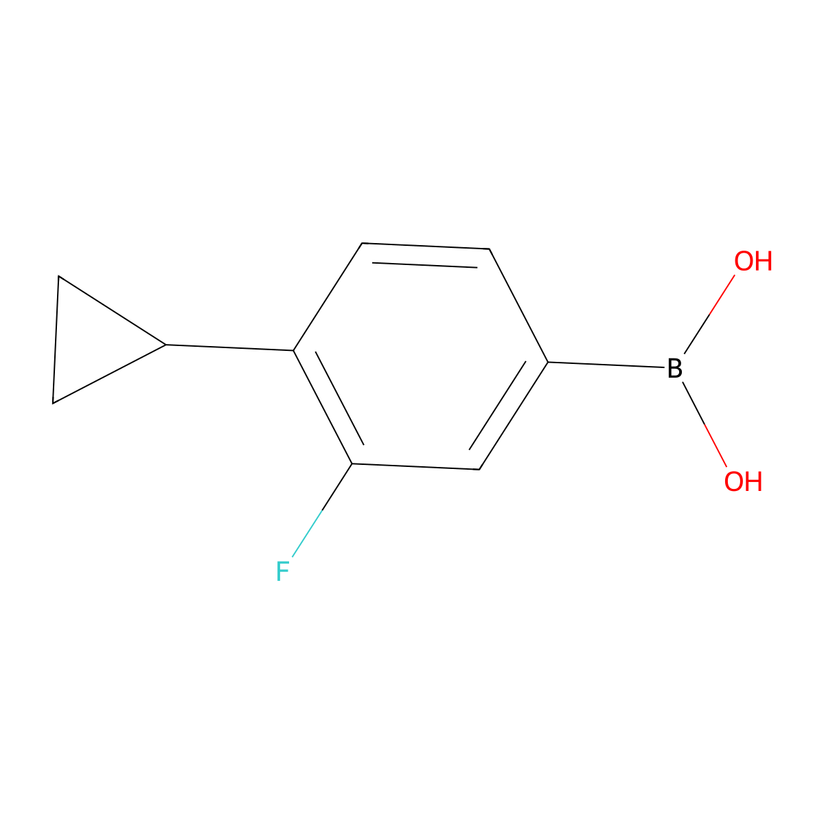 (4-Cyclopropyl-3-fluorophenyl)boronic acid molecular structure, CAS 2225173-85-1