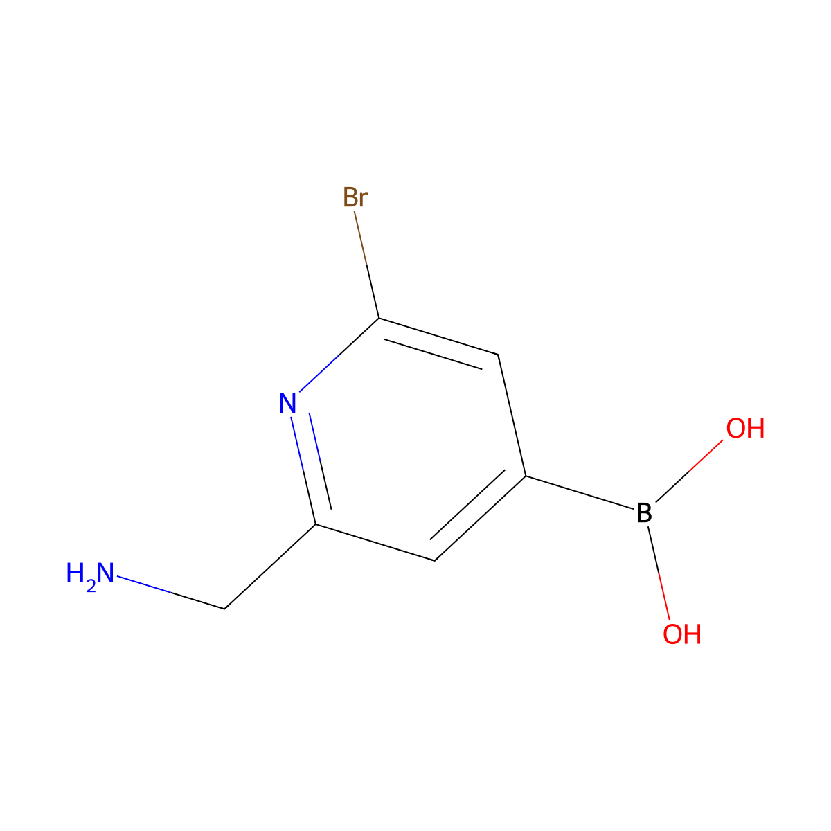 (2-(Aminomethyl)-6-bromopyridin-4-yl)boronic acid molecular structure, CAS 2225173-87-3