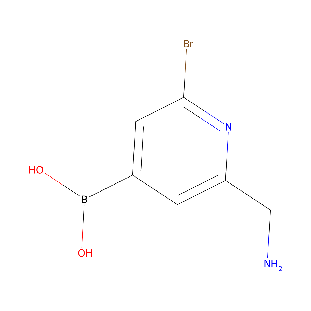 (2-(Aminomethyl)-6-bromopyridin-4-yl)boronic acid molecular structure, CAS 2225173-87-3