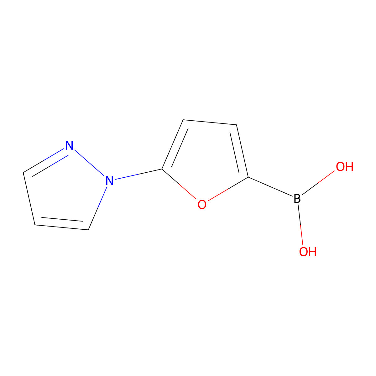 (5-(1H-Pyrazol-1-yl)furan-2-yl)boronic acid molecular structure, CAS 2225173-88-4