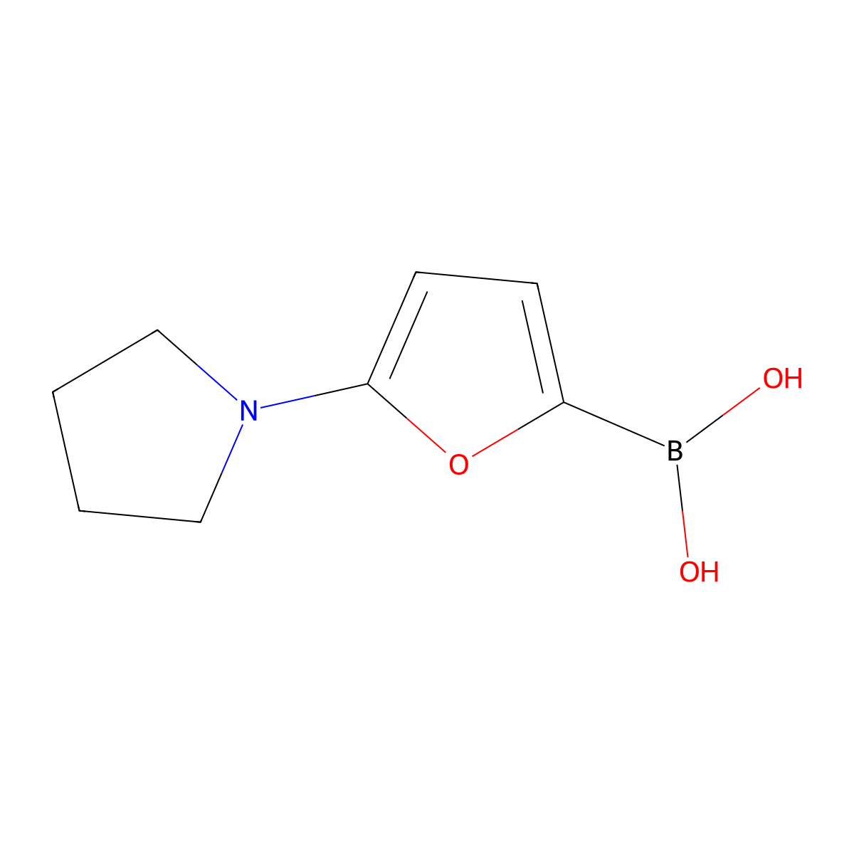 (5-(Pyrrolidin-1-yl)furan-2-yl)boronic acid molecular structure, CAS 2225173-94-2
