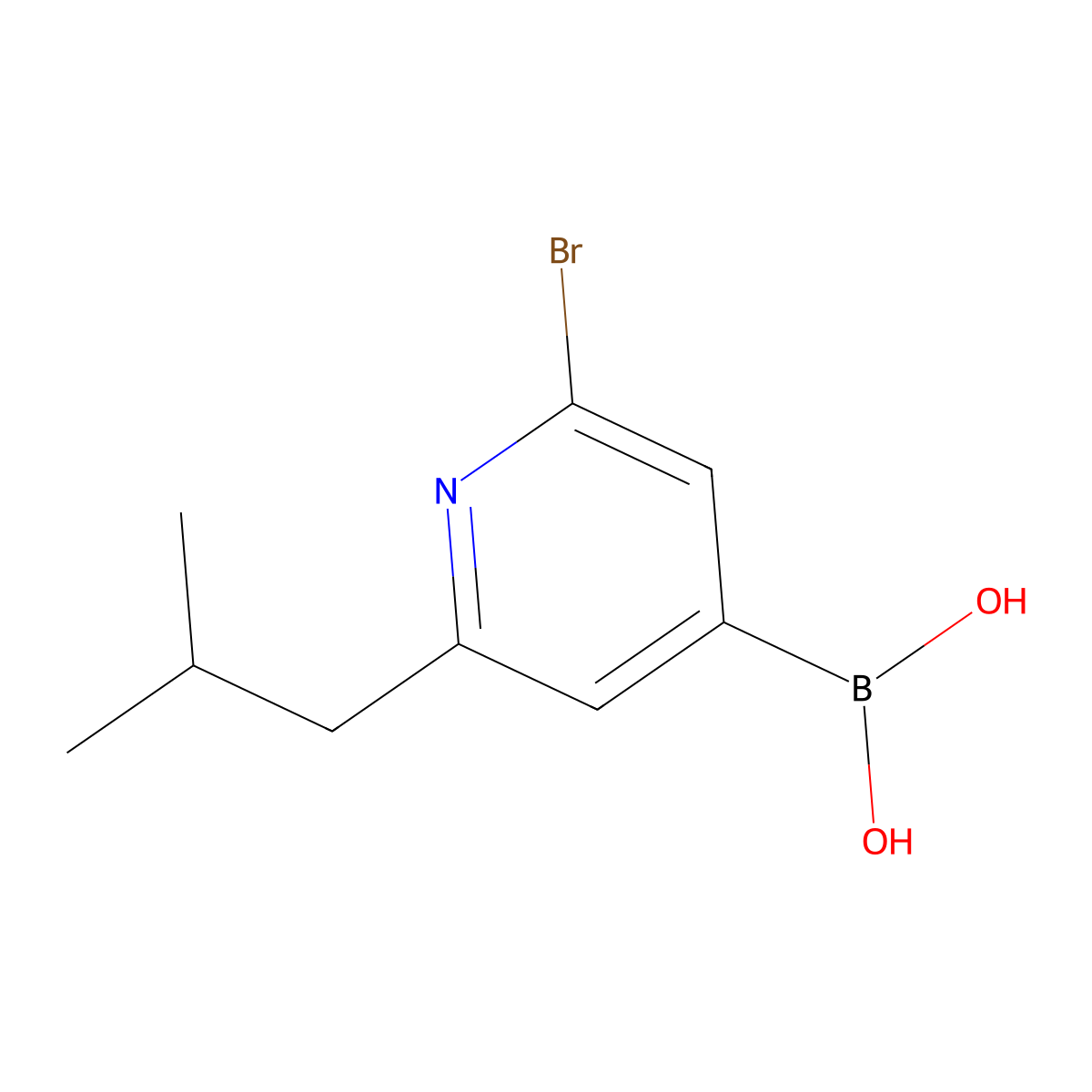 (2-Bromo-6-isobutylpyridin-4-yl)boronic acid molecular structure, CAS 2225173-97-5
