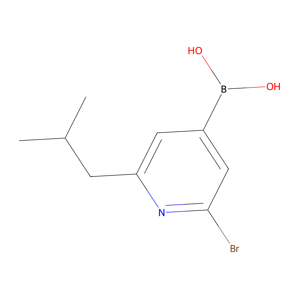 (2-Bromo-6-isobutylpyridin-4-yl)boronic acid molecular structure, CAS 2225173-97-5