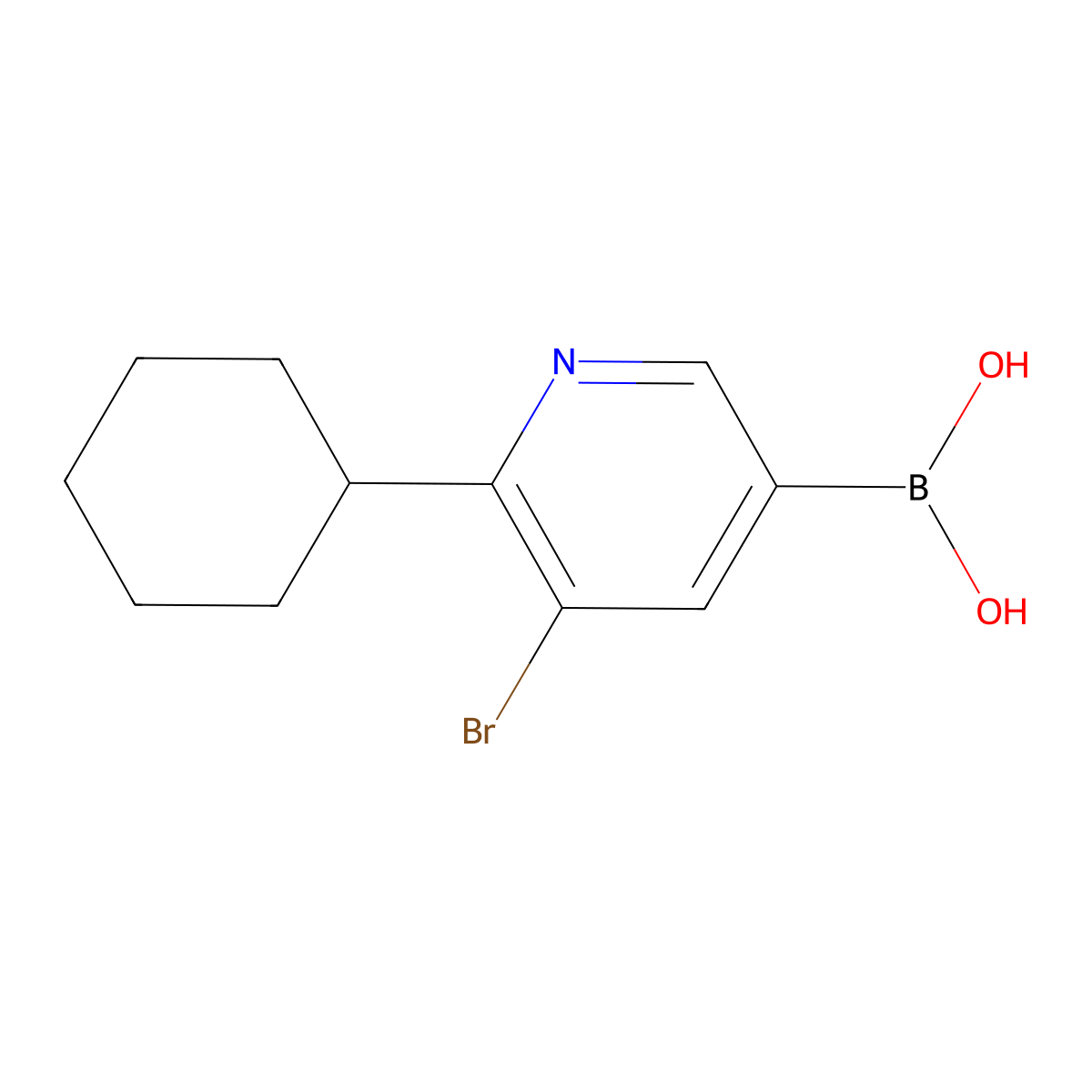 5-Bromo-6-cyclohexylpyridine-3-boronic acid molecular structure, CAS 2225174-04-7