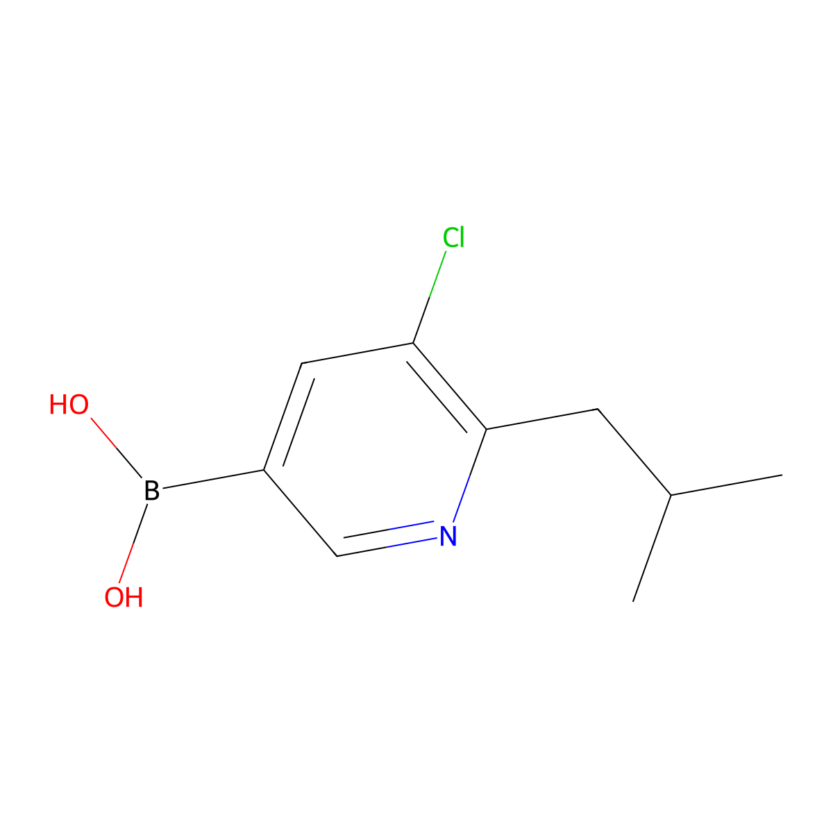 (5-Chloro-6-isobutylpyridin-3-yl)boronic acid molecular structure, CAS 2225174-08-1