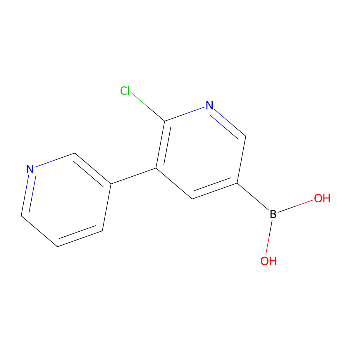 6-Chloro-5-(pyridin-3-yl)pyridine-3-boronic acid molecular structure, CAS 2225174-10-5