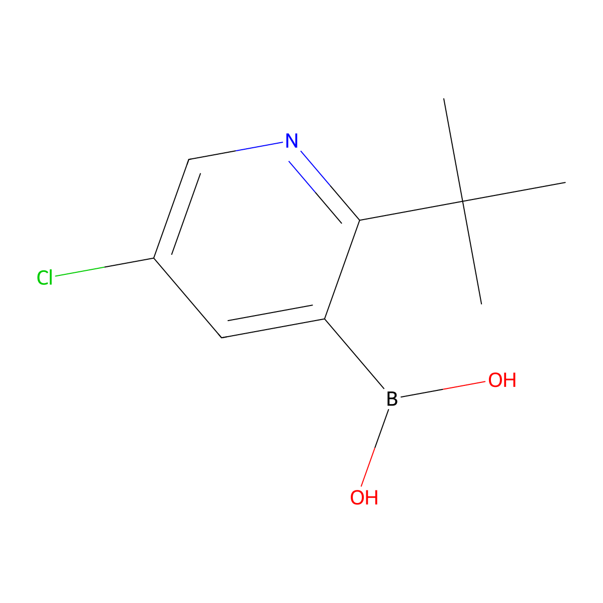 (2-(tert-Butyl)-5-chloropyridin-3-yl)boronic acid molecular structure, CAS 2225174-11-6