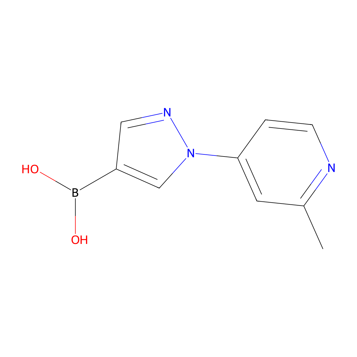 1-(2-Methyl-4-pyridyl)-1H-pyrazole-4-boronic acid molecular structure, CAS 2225174-15-0