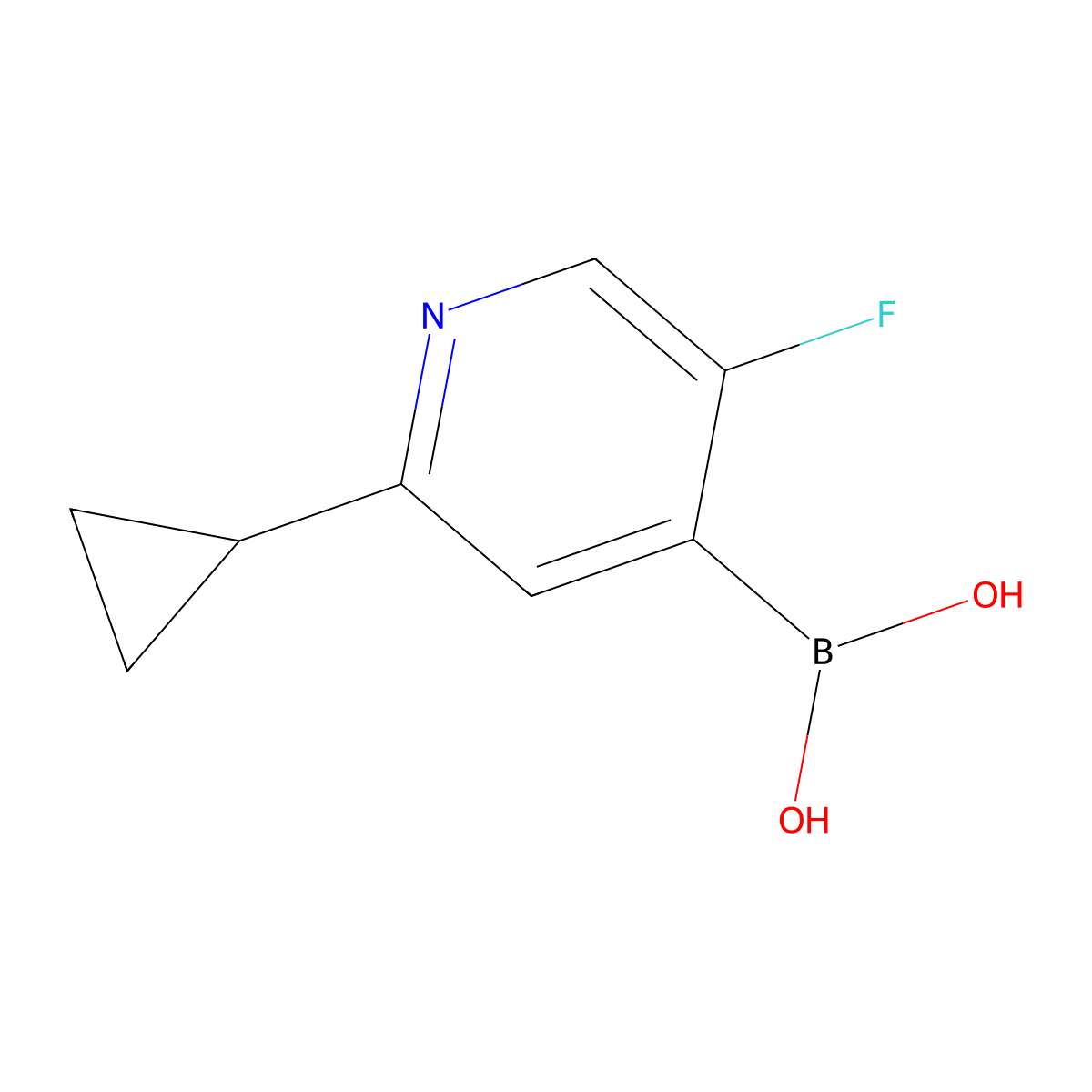 5-Fluoro-2-(cyclopropyl)pyridine-4-boronic acid molecular structure, CAS 2225174-24-1