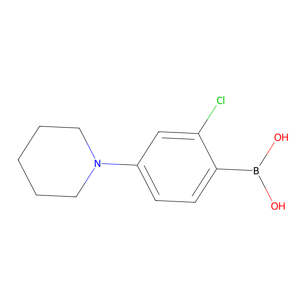 2-Chloro-4-(piperidin-1-YL)phenylboronic acid molecular structure, CAS 2225174-25-2