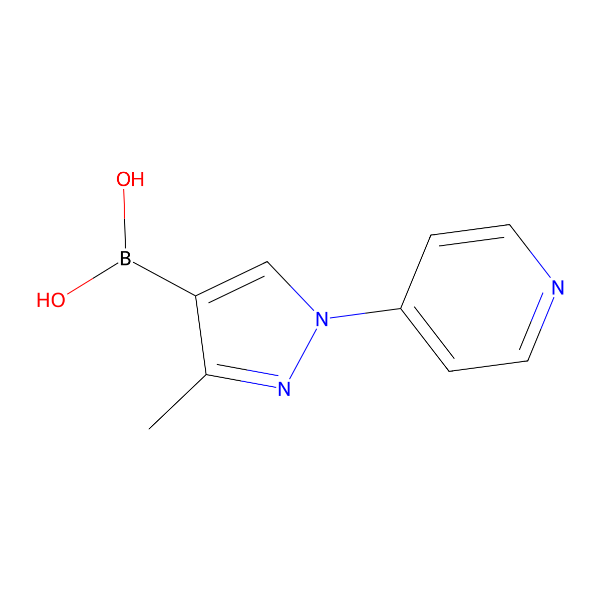 (3-Methyl-1-(pyridin-4-yl)-1H-pyrazol-4-yl)boronic acid molecular structure, CAS 2225174-27-4