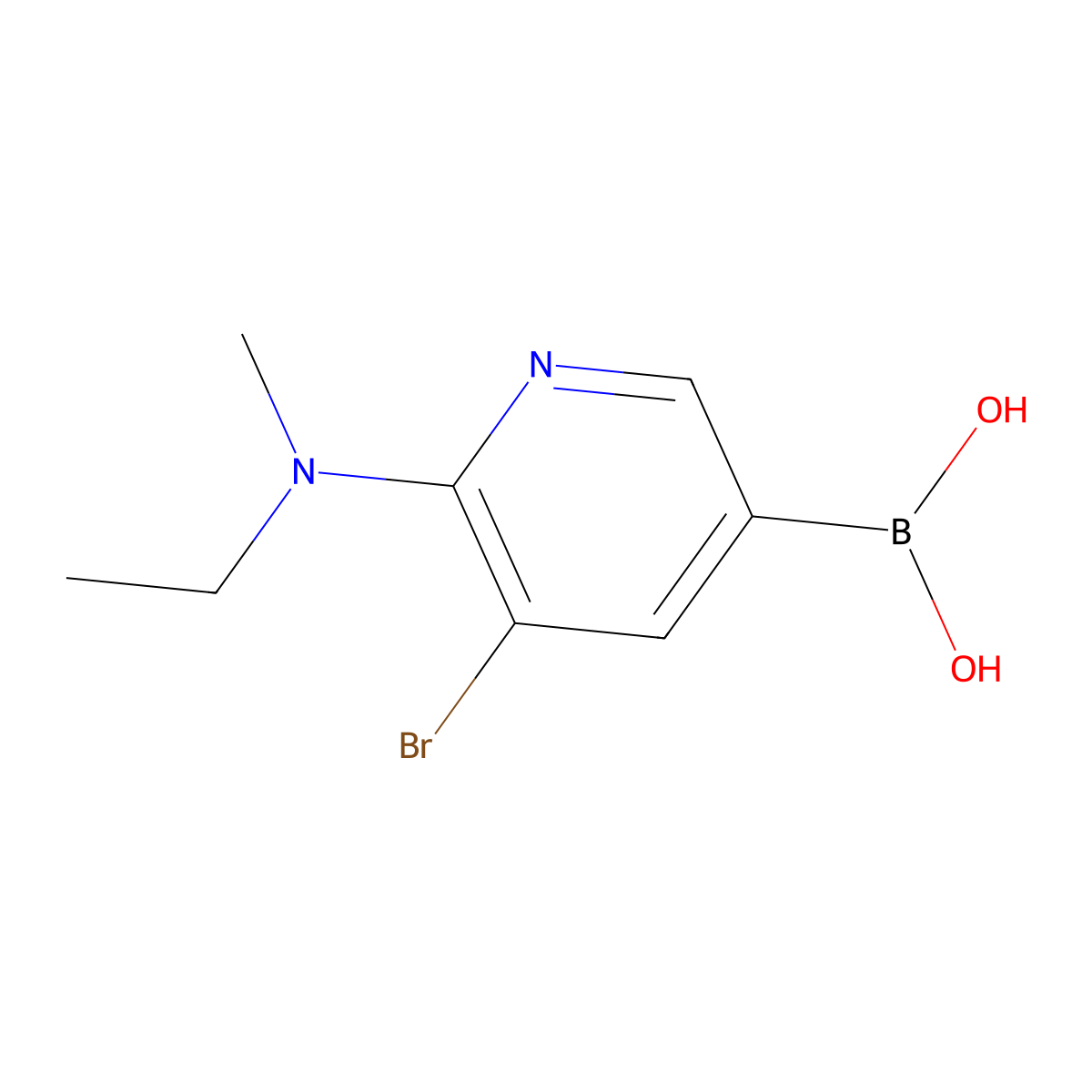 5-Bromo-6-(methylethylamino)pyridine-3-boronic acid molecular structure, CAS 2225174-29-6
