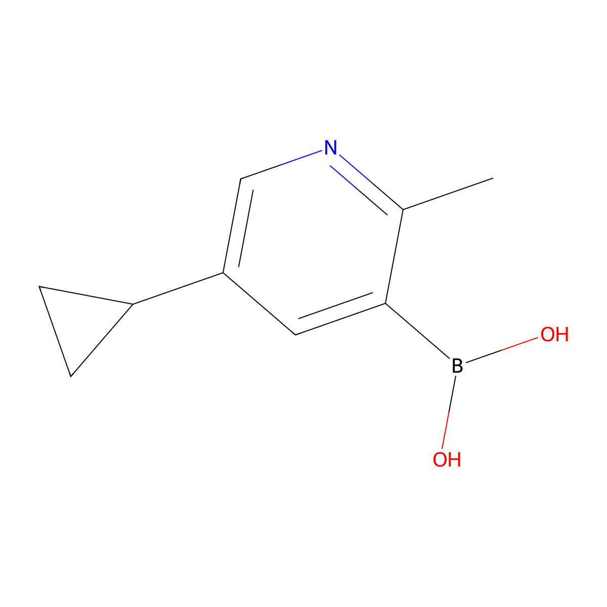 5-Cyclopropyl-2-methylpyridin-3-ylboronic acid molecular structure, CAS 2225174-32-1