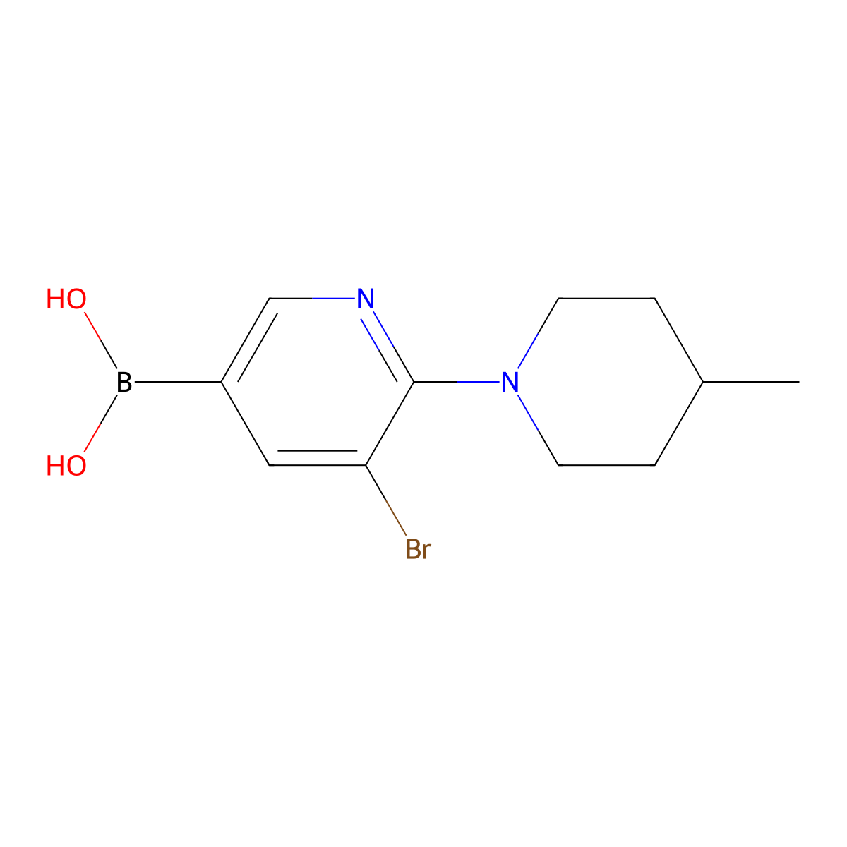 (5-Bromo-6-(4-methylpiperidin-1-yl)pyridin-3-yl)boronic acid molecular structure, CAS 2225174-38-7