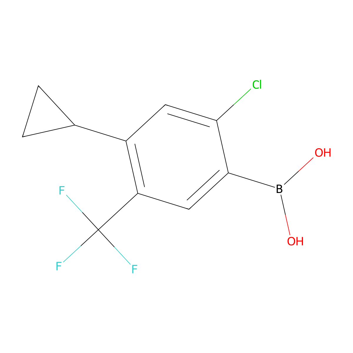 (2-Chloro-4-cyclopropyl-5-(trifluoromethyl)phenyl)boronic acid molecular structure, CAS 2225174-39-8