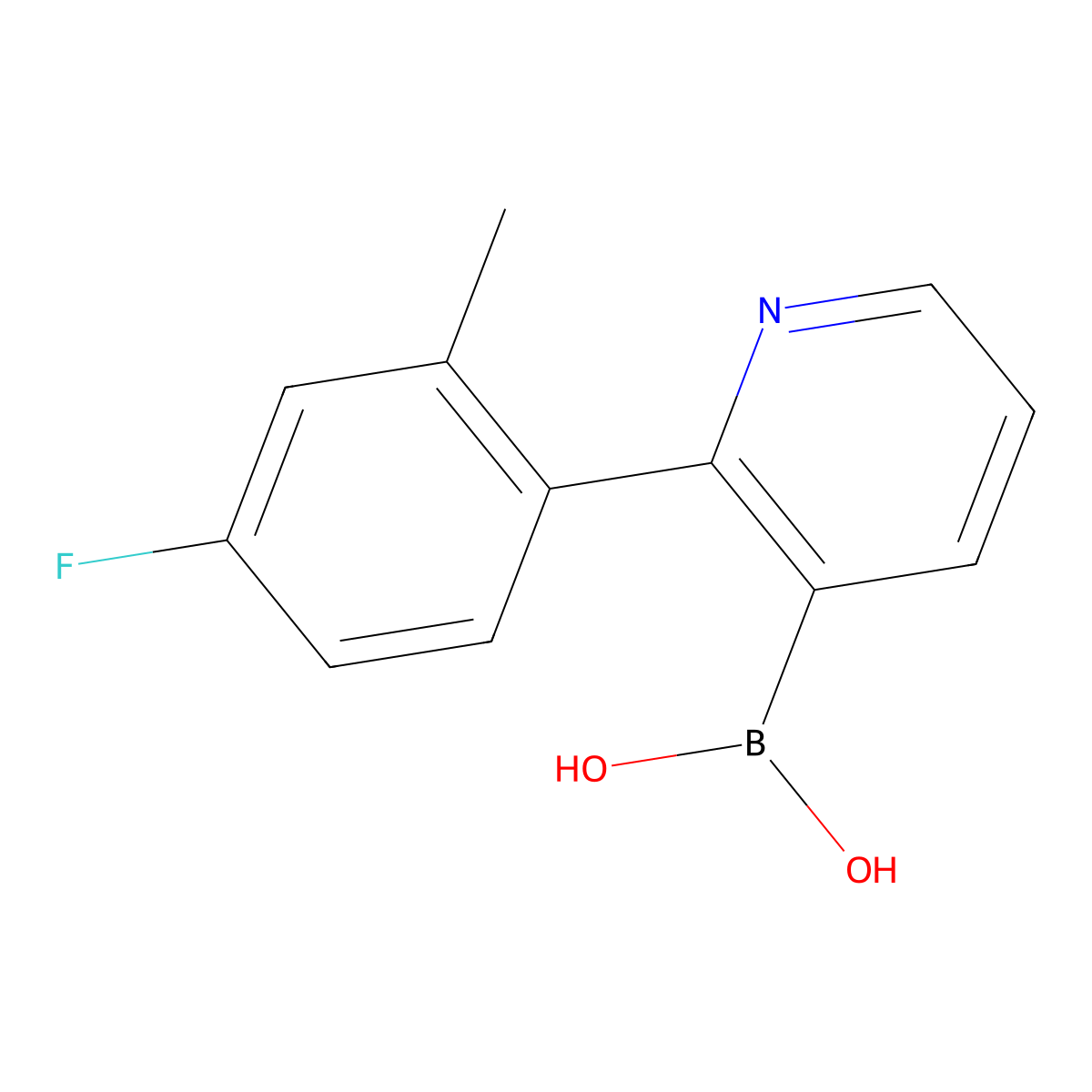 2-(2-Methyl-4-fluorophenyl)pyridine-3-boronic acid molecular structure, CAS 2225174-40-1