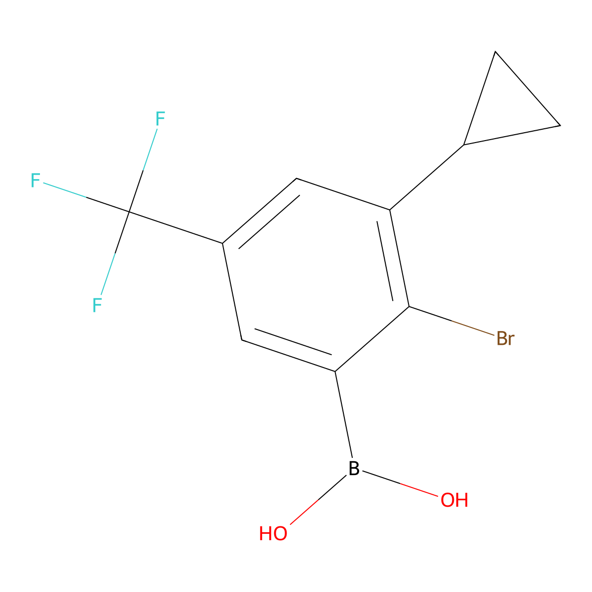 (2-Bromo-3-cyclopropyl-5-(trifluoromethyl)phenyl)boronic acid molecular structure, CAS 2225174-42-3