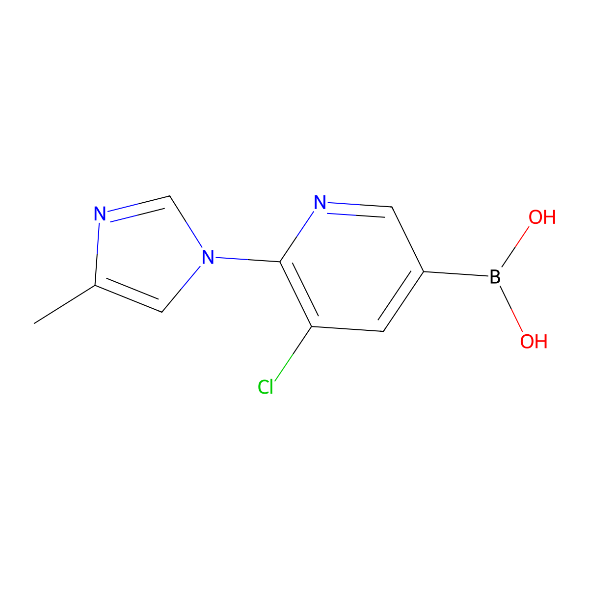 (5-Chloro-6-(4-methyl-1H-imidazol-1-yl)pyridin-3-yl)boronic acid molecular structure, CAS 2225174-43-4