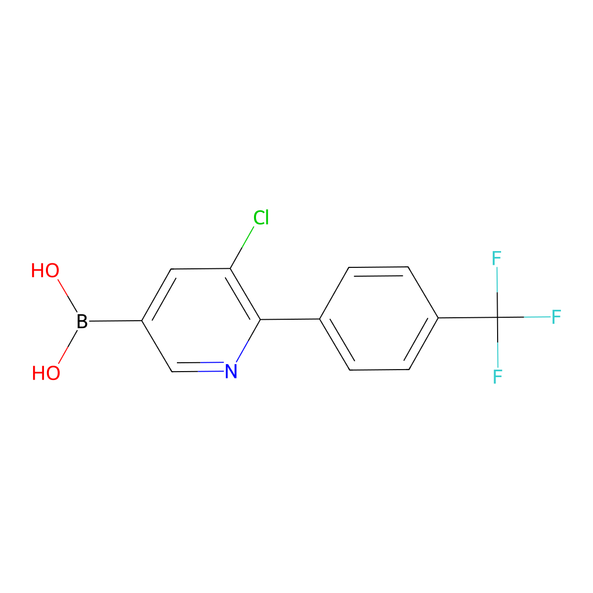 (5-Chloro-6-(4-(trifluoromethyl)phenyl)pyridin-3-yl)boronic acid molecular structure, CAS 2225174-49-0