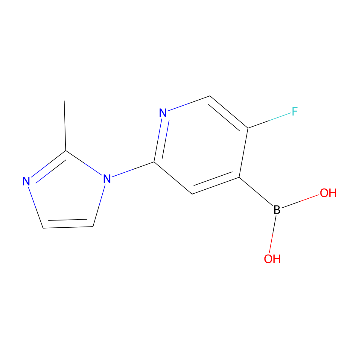 (5-Fluoro-2-(2-methyl-1H-imidazol-1-yl)pyridin-4-yl)boronic acid molecular structure, CAS 2225174-54-7