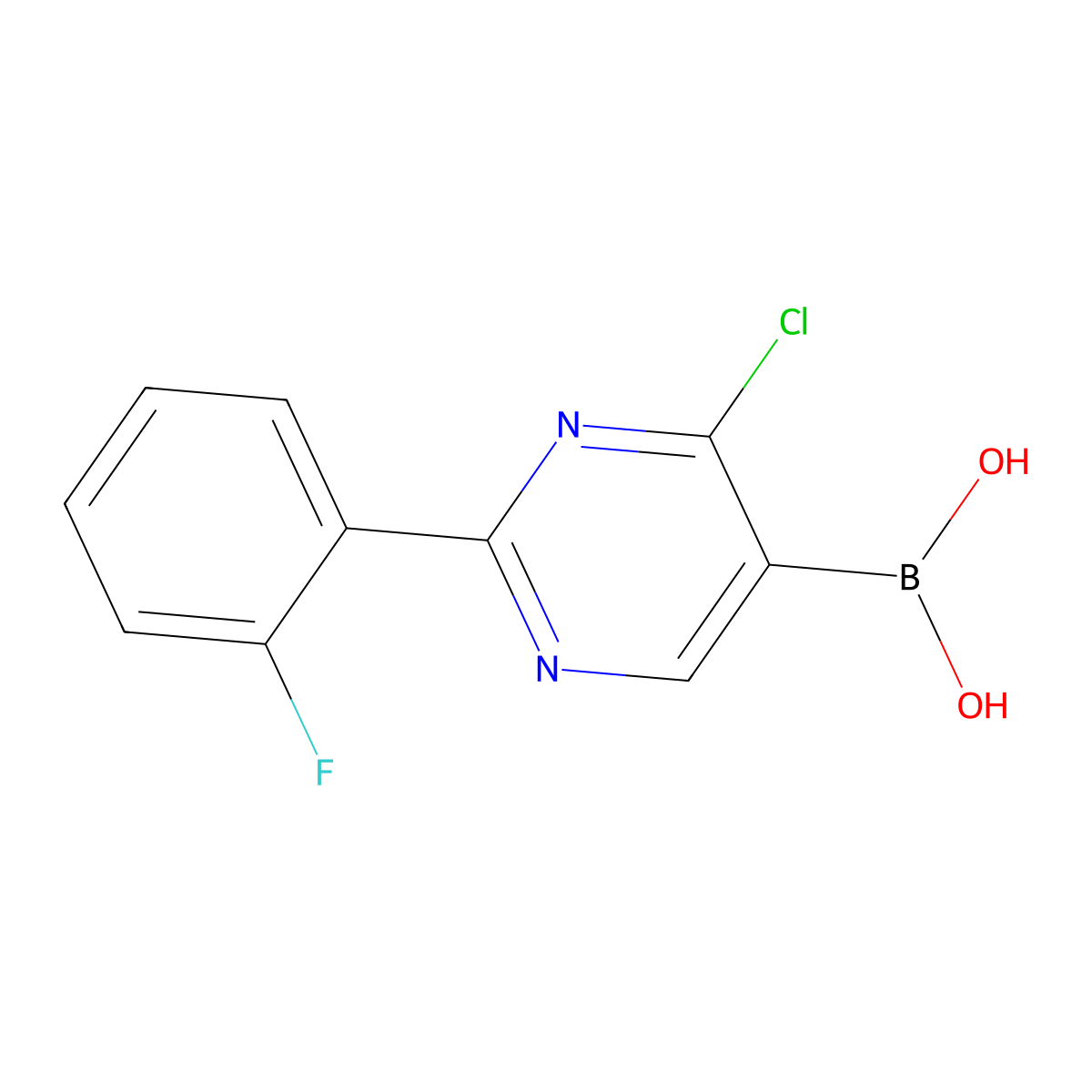 (4-Chloro-2-(2-fluorophenyl)pyrimidin-5-yl)boronic acid molecular structure, CAS 2225174-55-8