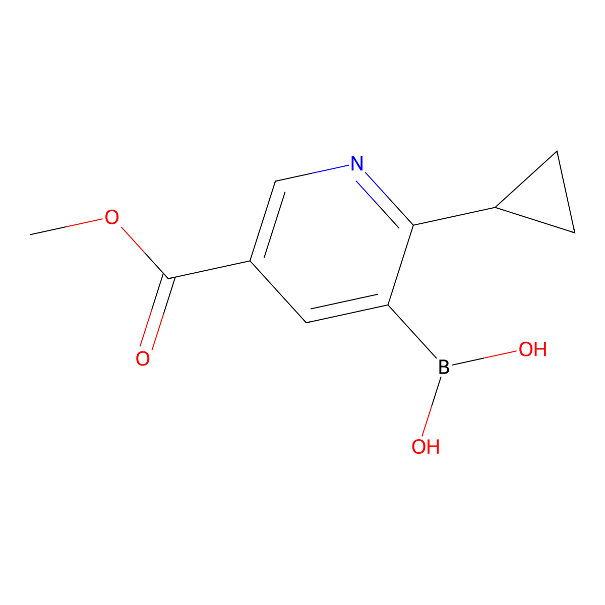 (2-Cyclopropyl-5-(methoxycarbonyl)pyridin-3-yl)boronic acid molecular structure, CAS 2225174-60-5