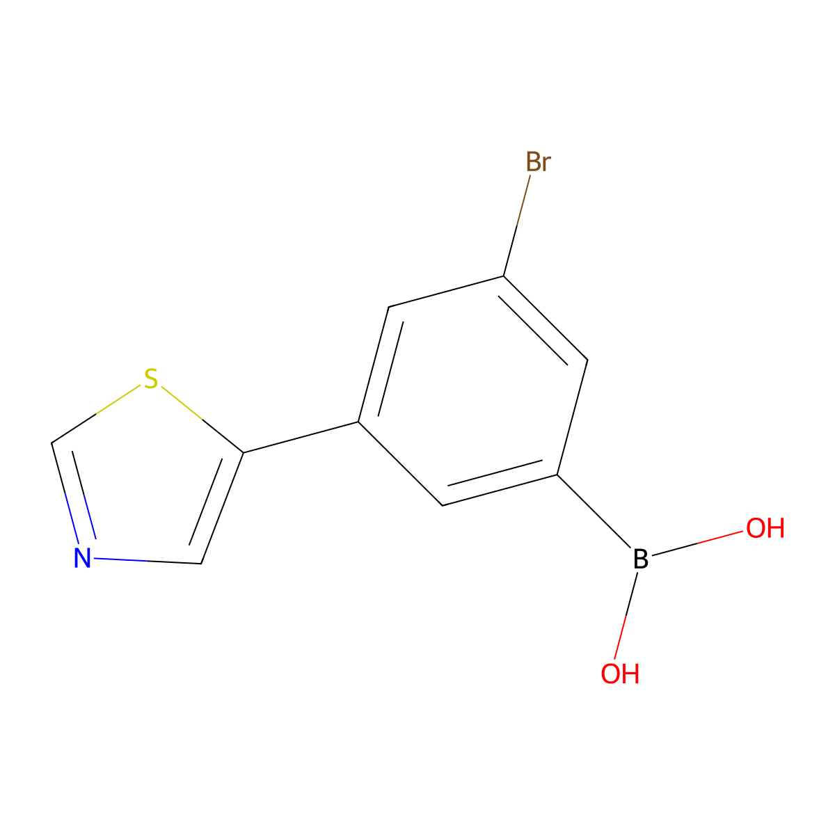 (3-Bromo-5-(thiazol-5-yl)phenyl)boronic acid molecular structure, CAS 2225174-73-0