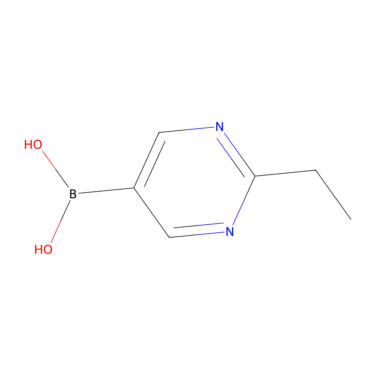 (2-Ethylpyrimidin-5-yl)boronic acid molecular structure, CAS 2225174-81-0