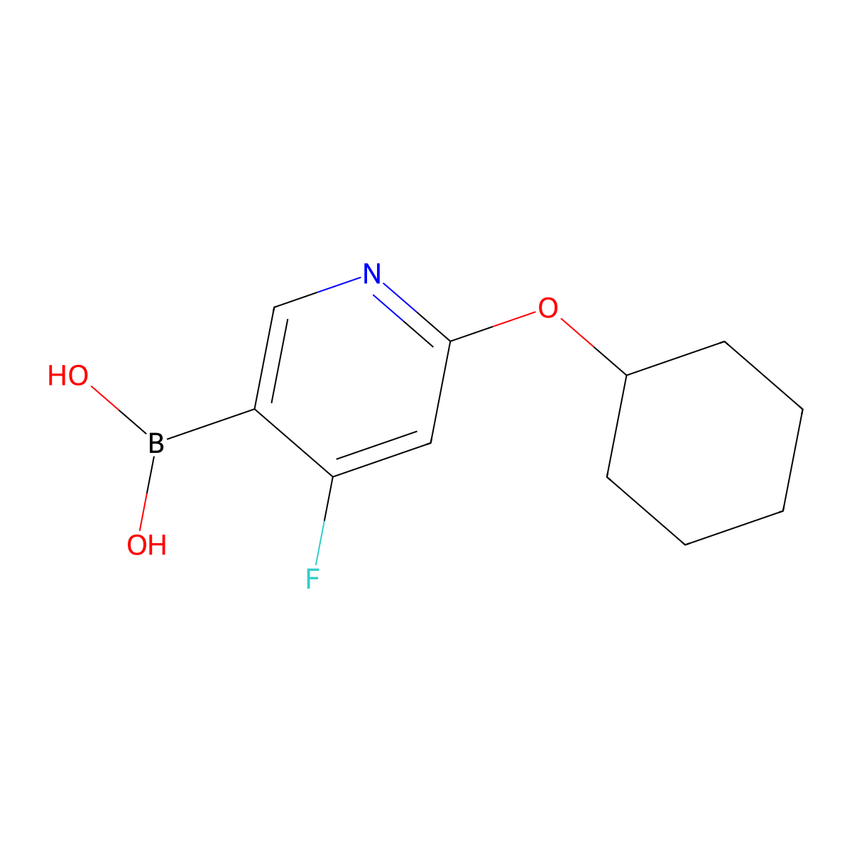 (6-(Cyclohexyloxy)-4-fluoropyridin-3-yl)boronic acid molecular structure, CAS 2225174-87-6