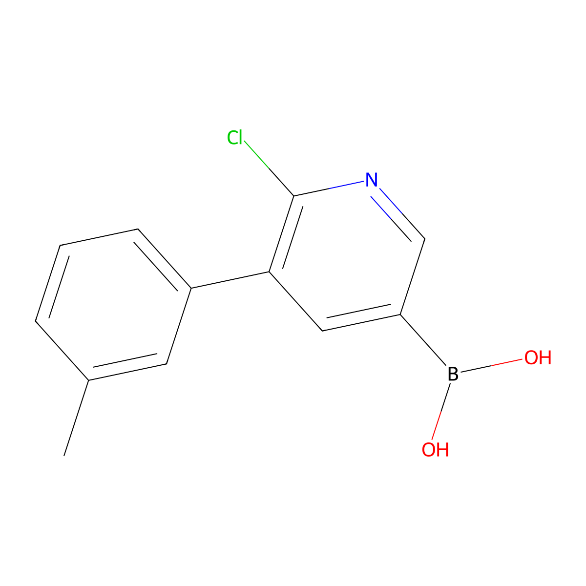 6-Chloro-5-(3-tolyl)pyridine-3-boronic acid molecular structure, CAS 2225174-88-7