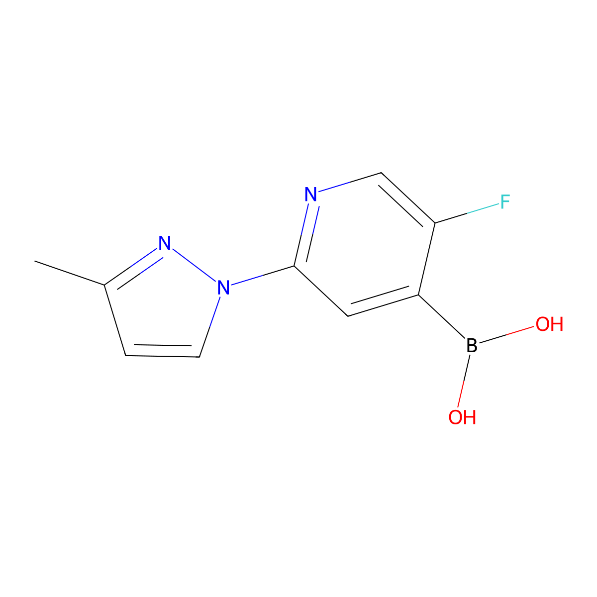 (5-Fluoro-2-(3-methyl-1H-pyrazol-1-yl)pyridin-4-yl)boronic acid molecular structure, CAS 2225175-00-6