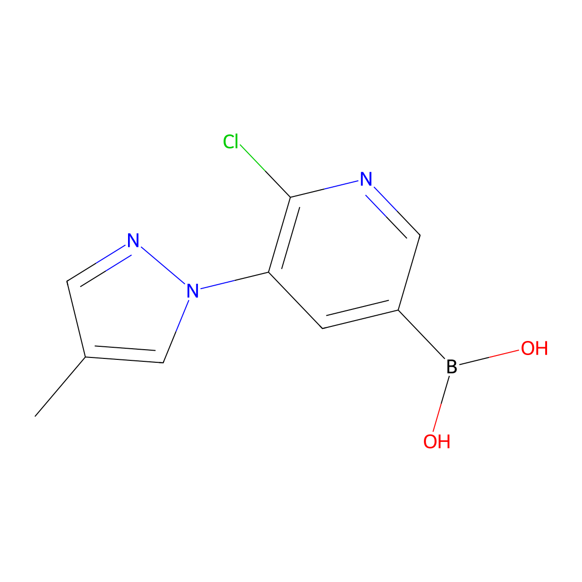 6-Chloro-5-(4-methyl-1H-pyrazol-1-yl)pyridine-3-boronic acid molecular structure, CAS 2225175-03-9