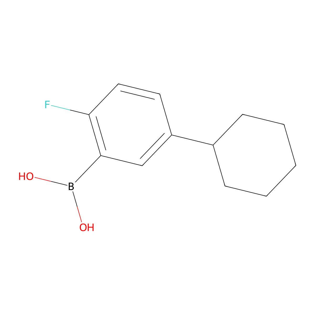 (5-Cyclohexyl-2-fluorophenyl)boronic acid molecular structure, CAS 2225175-07-3