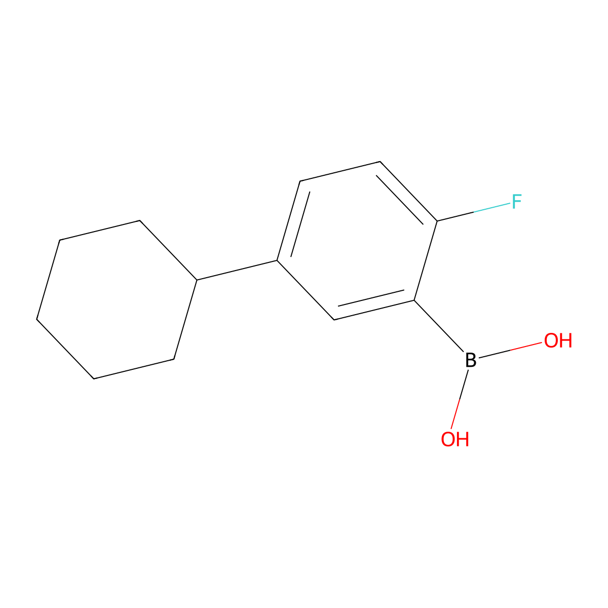 (5-Cyclohexyl-2-fluorophenyl)boronic acid molecular structure, CAS 2225175-07-3