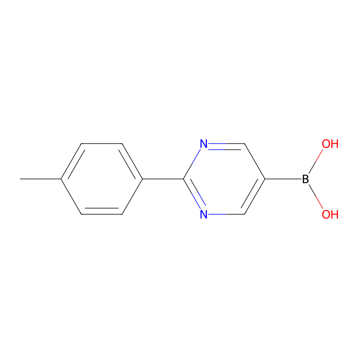 (2-(p-Tolyl)pyrimidin-5-yl)boronic acid molecular structure, CAS 2225175-08-4