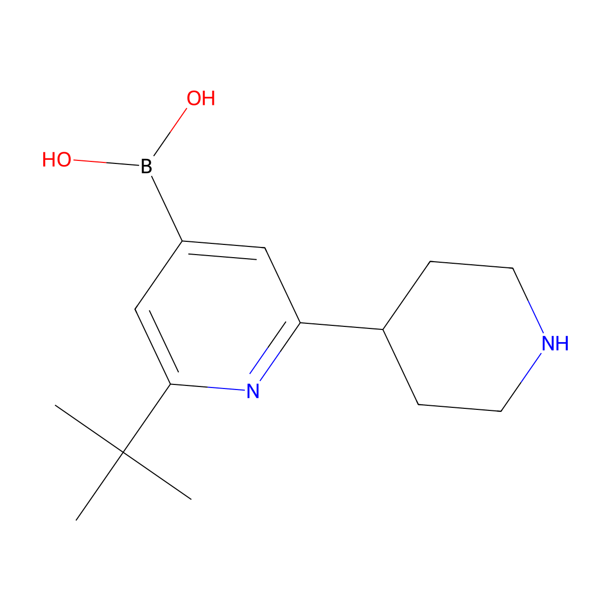 (2-(tert-Butyl)-6-(piperidin-4-yl)pyridin-4-yl)boronic acid molecular structure, CAS 2225175-09-5