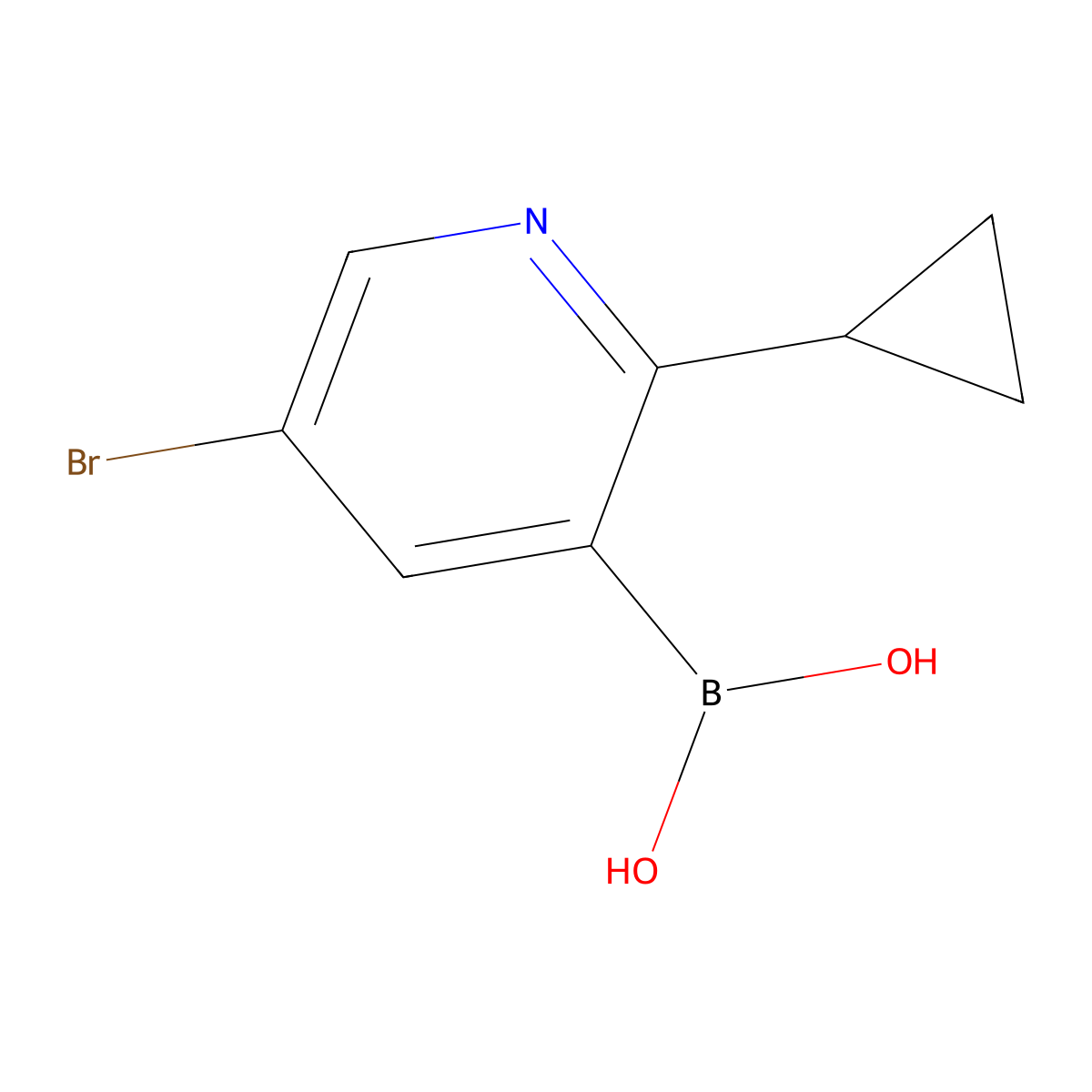 (5-Bromo-2-cyclopropylpyridin-3-yl)boronic acid molecular structure, CAS 2225175-10-8
