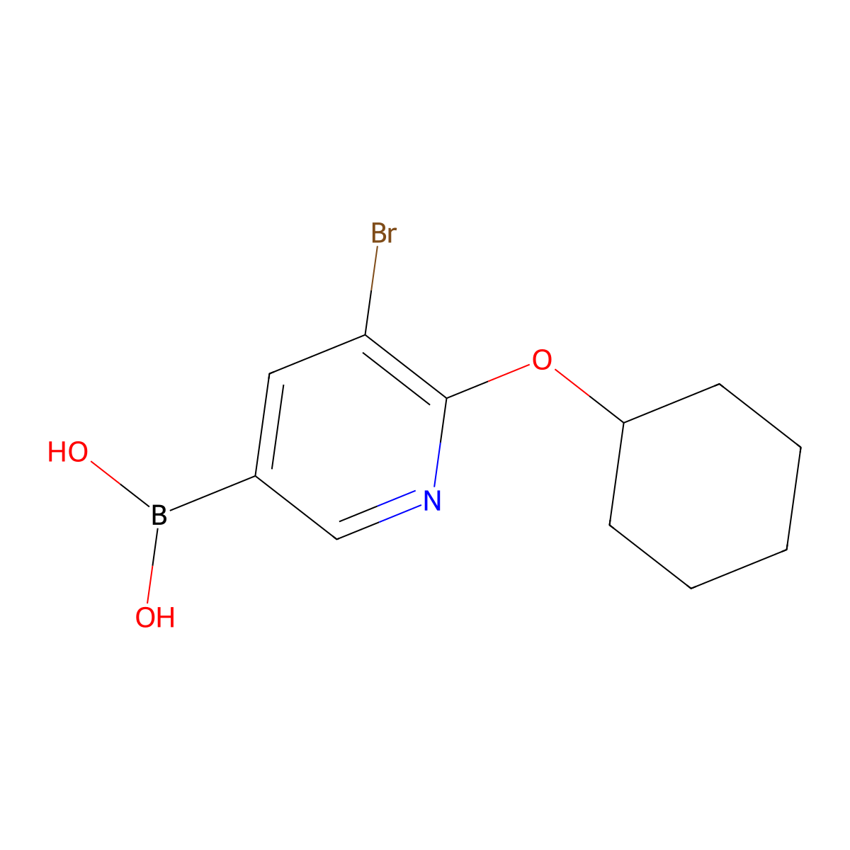 5-Bromo-6-(cyclohexyloxy)pyridine-3-boronic acid molecular structure, CAS 2225175-13-1
