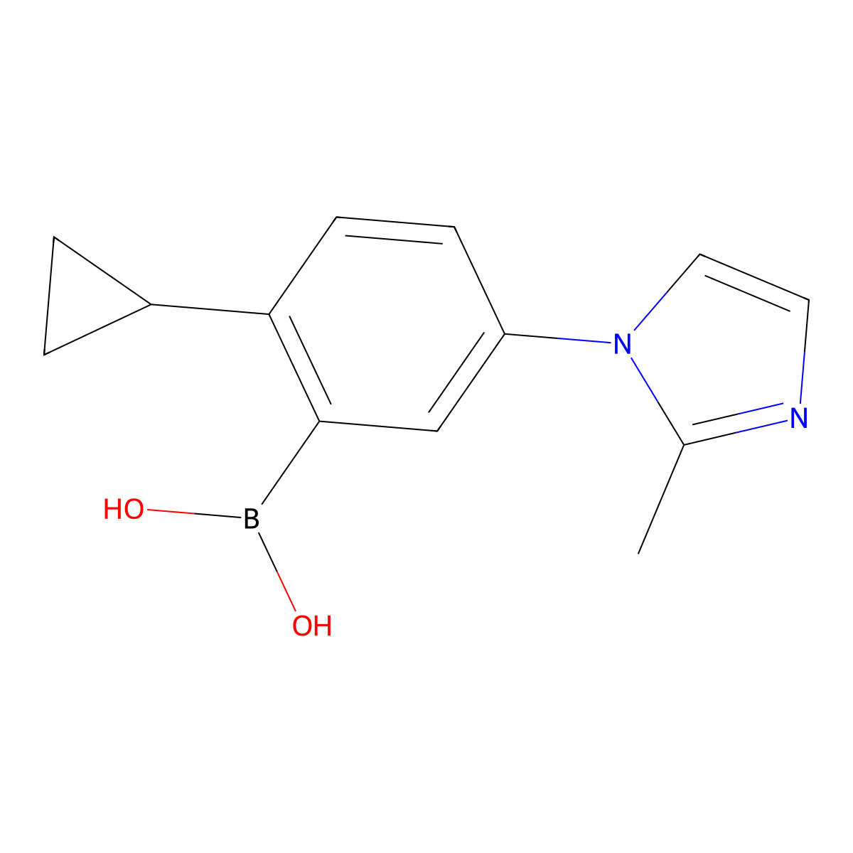 (2-Cyclopropyl-5-(2-methyl-1H-imidazol-1-yl)phenyl)boronic acid molecular structure, CAS 2225175-14-2