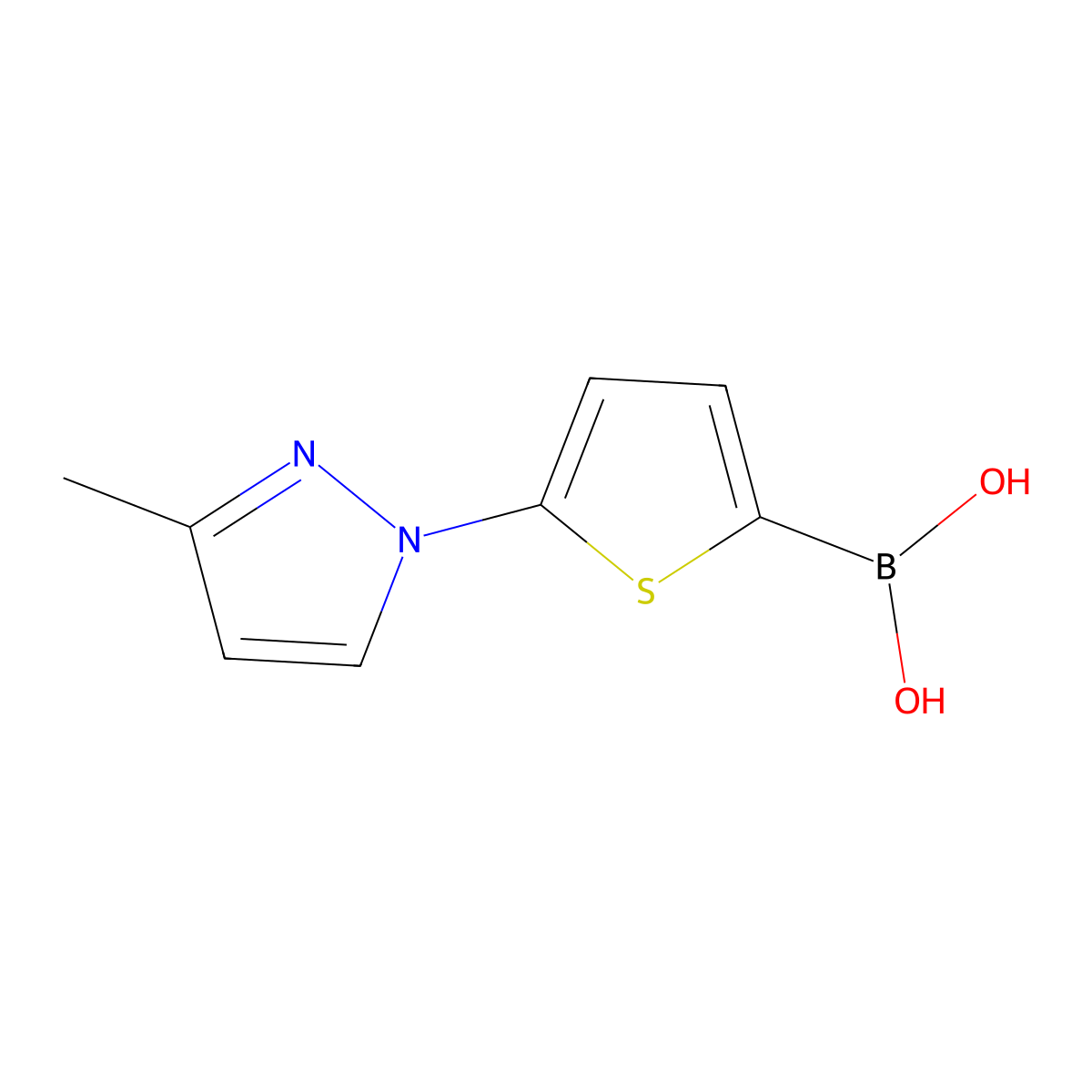 (5-(3-Methyl-1H-pyrazol-1-yl)thiophen-2-yl)boronic acid molecular structure, CAS 2225175-15-3