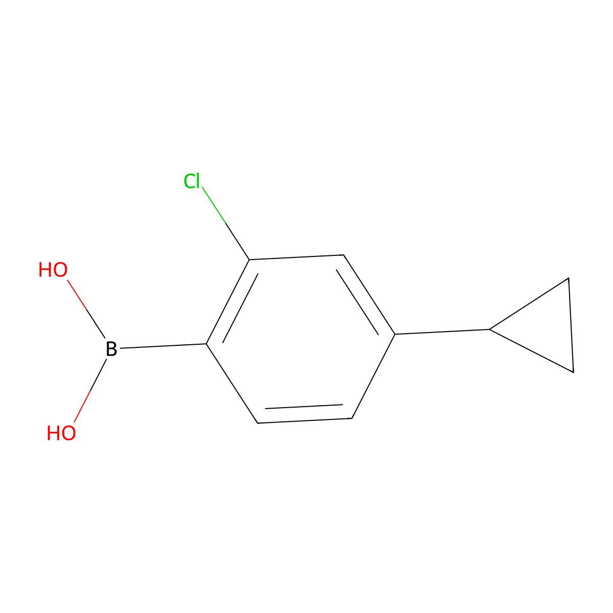 (2-Chloro-4-cyclopropylphenyl)boronic acid molecular structure, CAS 2225175-17-5