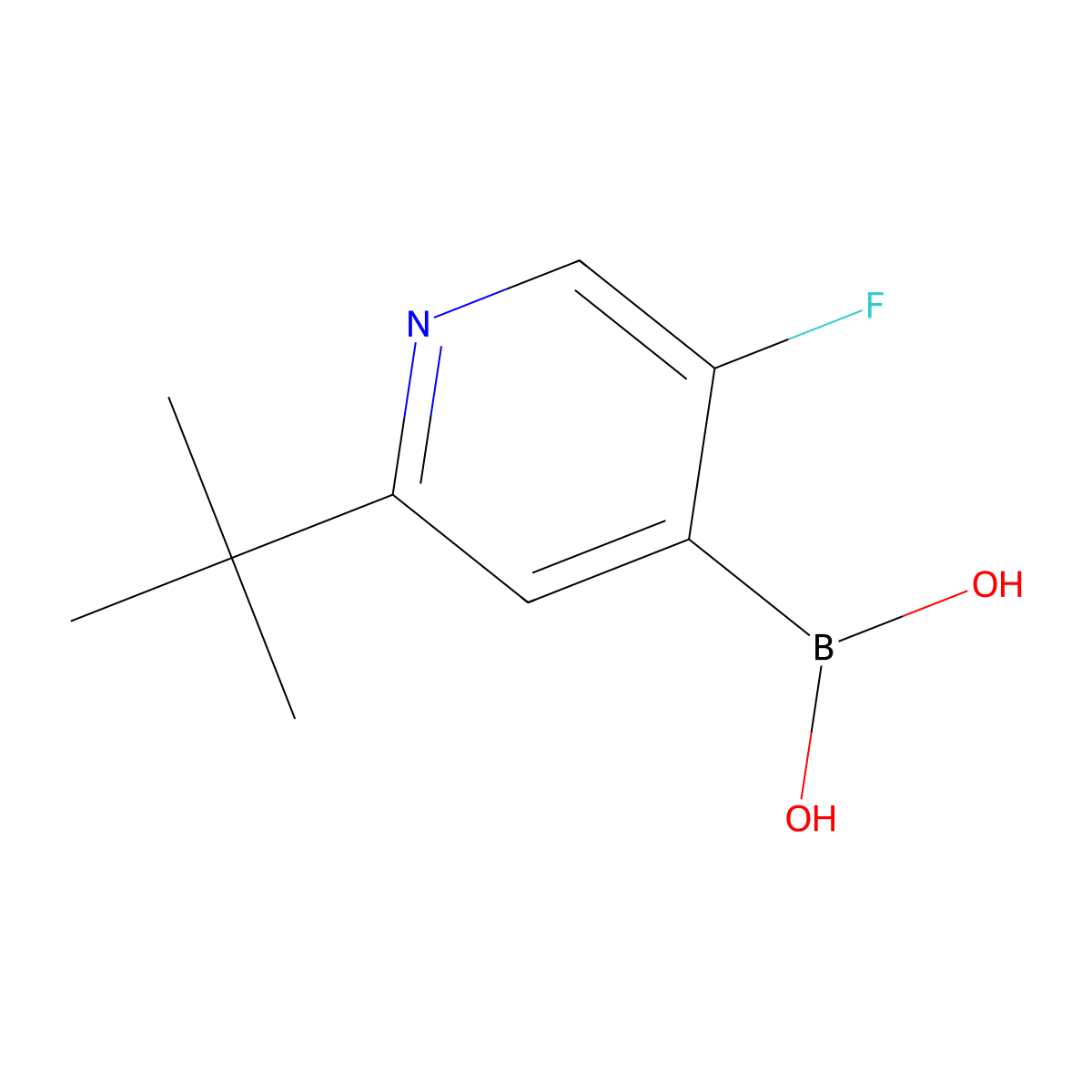 (2-(tert-Butyl)-5-fluoropyridin-4-yl)boronic acid molecular structure, CAS 2225175-18-6
