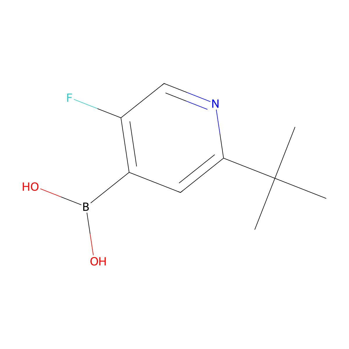 (2-(tert-Butyl)-5-fluoropyridin-4-yl)boronic acid molecular structure, CAS 2225175-18-6