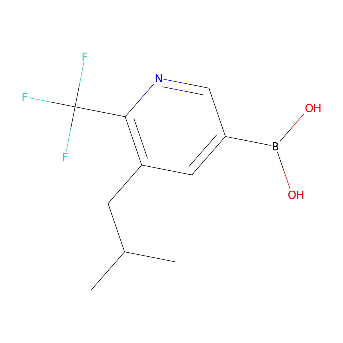 (5-Isobutyl-6-(trifluoromethyl)pyridin-3-yl)boronic acid molecular structure, CAS 2225175-20-0