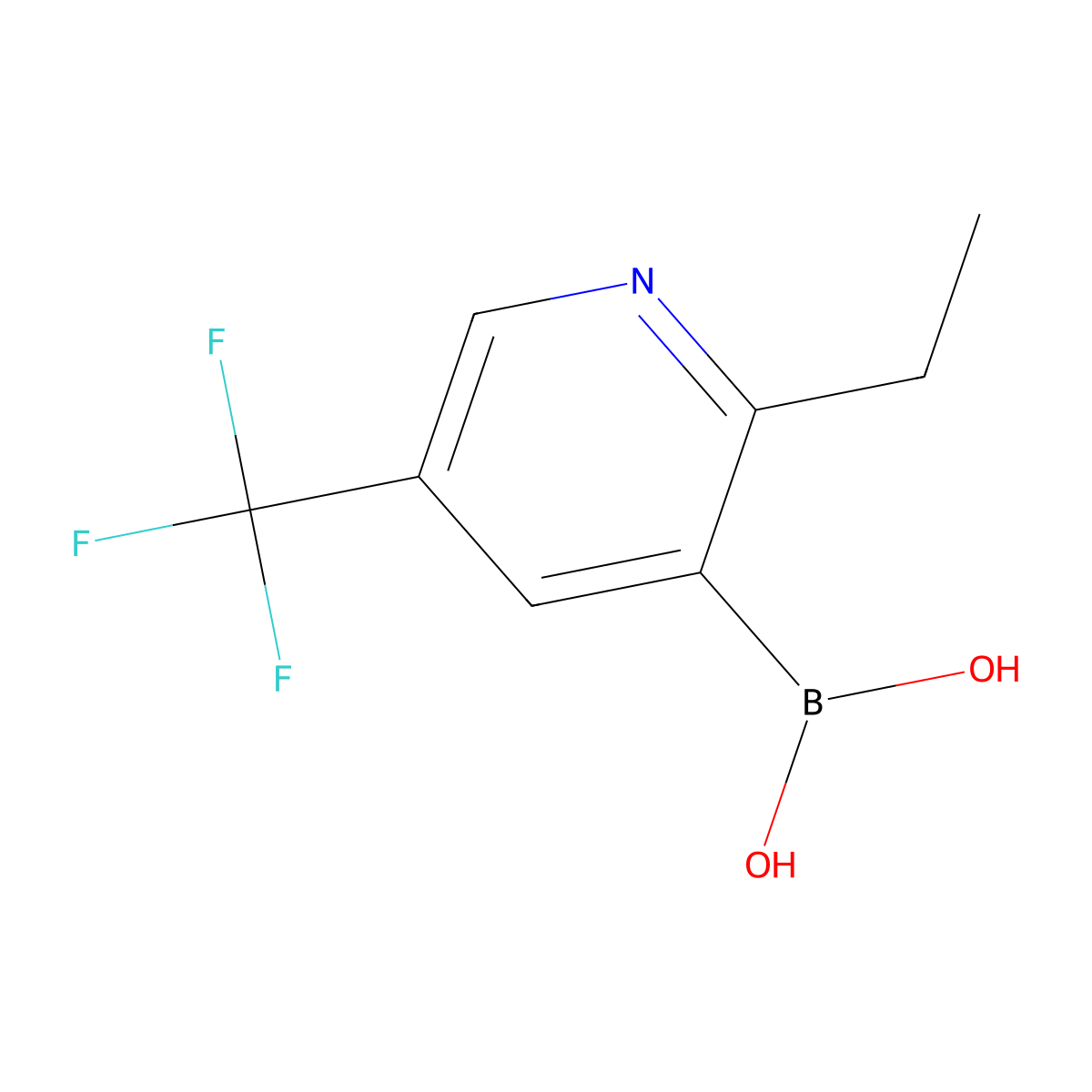 (2-Ethyl-5-(trifluoromethyl)pyridin-3-yl)boronic acid molecular structure, CAS 2225175-21-1